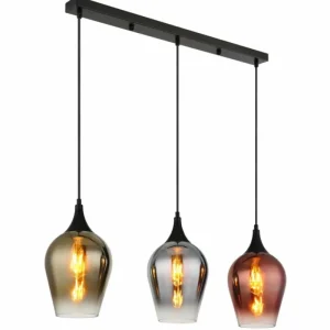 Luminaires Globo Lighting Lavus Suspension Noir, 3 lumières* Lampes En Verre