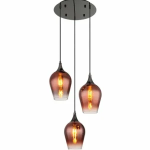 Luminaires Globo Lighting Lavus Suspension Chrome, Noir, 3 lumières* Lampes En Verre