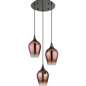 Luminaires Globo Lighting Lavus Suspension Chrome, Noir, 3 lumières* Lampes En Verre