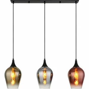 Luminaires Globo Lighting Lavus Suspension Noir, 3 lumières* Lampes En Verre