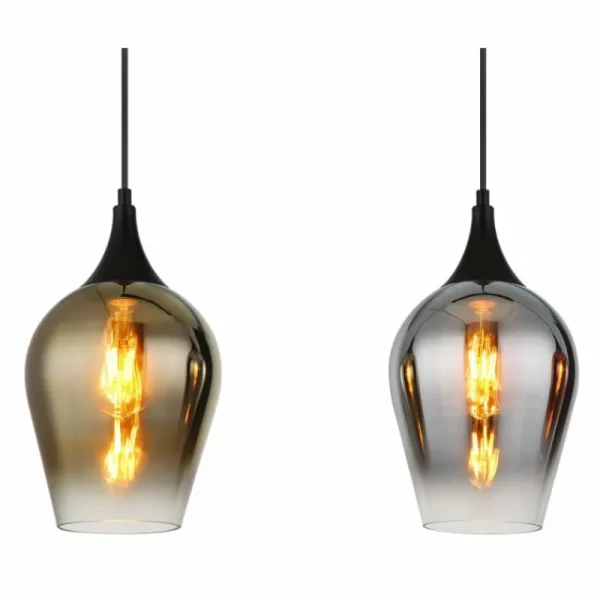 Luminaires Globo Lighting Lavus Suspension Noir, 3 lumières* Lampes En Verre