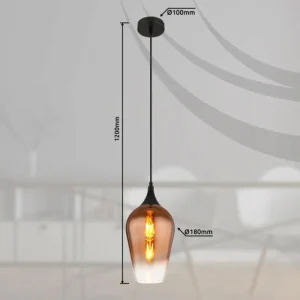 Luminaires Globo Lighting Lavus Suspension Noir, 1 lumière* Lampes En Verre