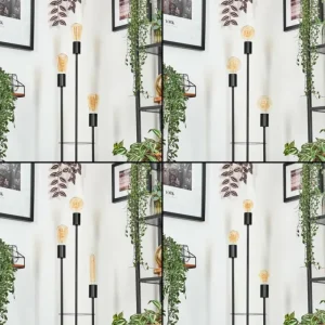hofstein Limmingen Lampadaire Bois foncé, Noir, 3 lumières* Lampes Modernes