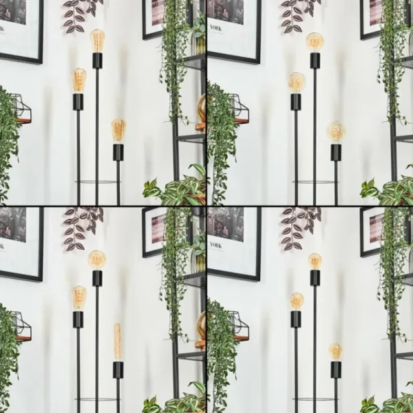 hofstein Limmingen Lampadaire Bois foncé, Noir, 3 lumières* Lampes Modernes