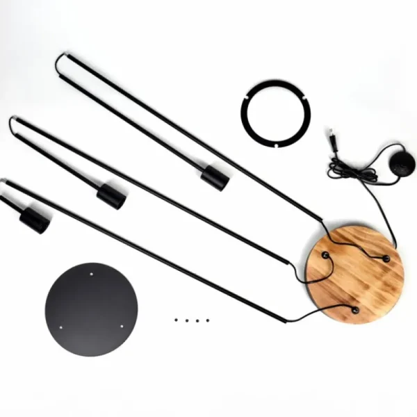 hofstein Limmingen Lampadaire Bois foncé, Noir, 3 lumières* Lampes Modernes