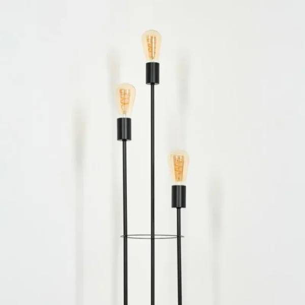 hofstein Limmingen Lampadaire Bois foncé, Noir, 3 lumières* Lampes Modernes
