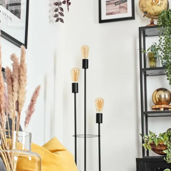 hofstein Limmingen Lampadaire Bois foncé, Noir, 3 lumières* Lampes Modernes