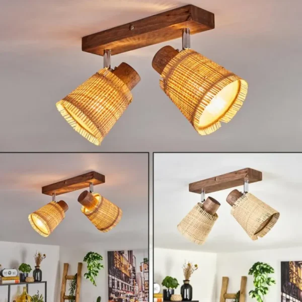 hofstein Lindberg Plafonnier Chrome, Écru, 2 lumières* Lampes Modernes