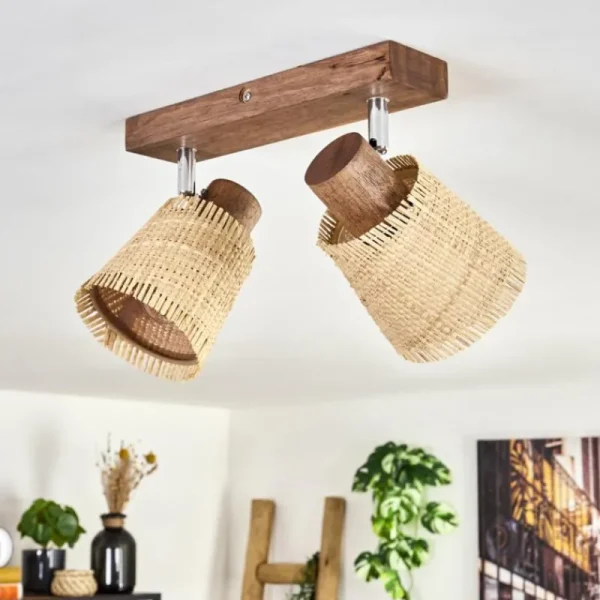 hofstein Lindberg Plafonnier Chrome, Écru, 2 lumières* Lampes Modernes