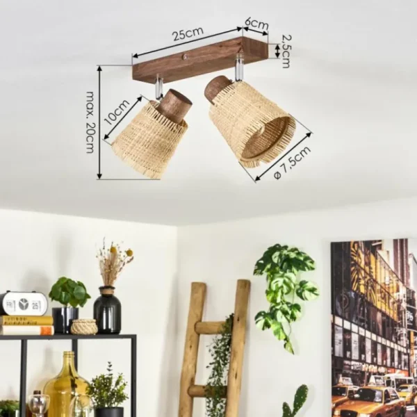 hofstein Lindberg Plafonnier Chrome, Écru, 2 lumières* Lampes Modernes