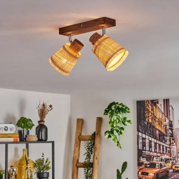 hofstein Lindberg Plafonnier Chrome, Écru, 2 lumières* Lampes Modernes