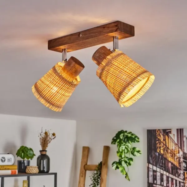hofstein Lindberg Plafonnier Chrome, Écru, 2 lumières* Lampes Modernes