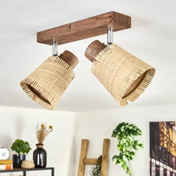 hofstein Lindberg Plafonnier Chrome, Écru, 2 lumières* Lampes Modernes