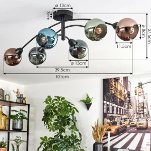 hofstein Linneryd Plafonnier, Boule lumineuse Noir, 6 lumières* Lampes En Verre