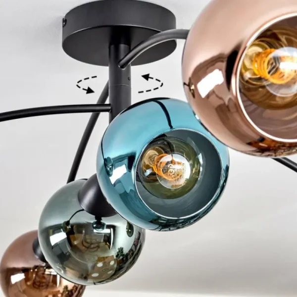 hofstein Linneryd Plafonnier, Boule lumineuse Noir, 6 lumières* Lampes En Verre