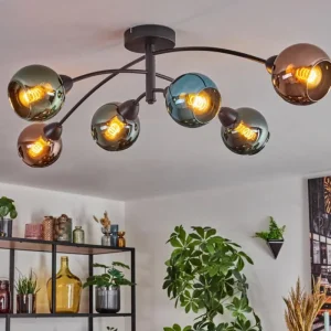 hofstein Linneryd Plafonnier, Boule lumineuse Noir, 6 lumières* Lampes En Verre