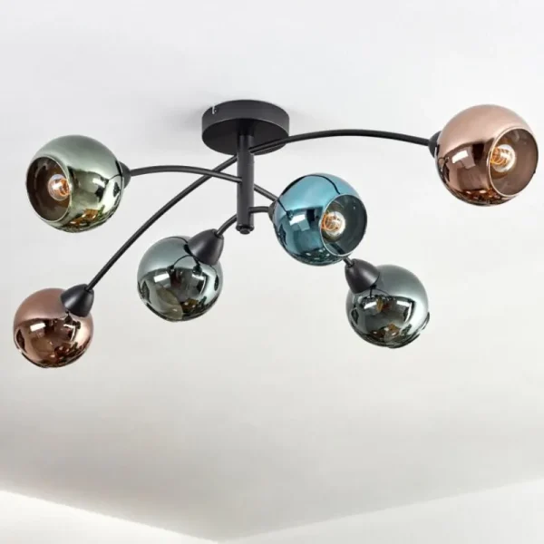 hofstein Linneryd Plafonnier, Boule lumineuse Noir, 6 lumières* Lampes En Verre