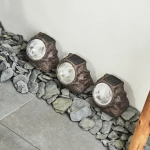 hofstein Lot de 3 lampes solaires Sameo LED Brun, 4 lumières* Lampes Modernes