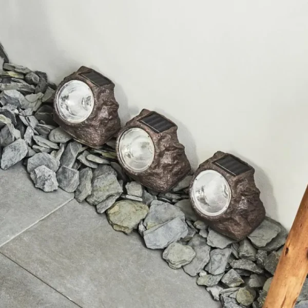 hofstein Lot de 3 lampes solaires Sameo LED Brun, 4 lumières* Lampes Modernes