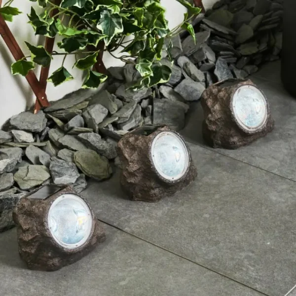 hofstein Lot de 3 lampes solaires Sameo LED Brun, 4 lumières* Lampes Modernes