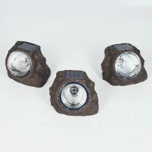 hofstein Lot de 3 lampes solaires Sameo LED Brun, 4 lumières* Lampes Modernes
