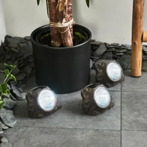 hofstein Lot de 3 lampes solaires Sameo LED Brun, 4 lumières* Lampes Modernes