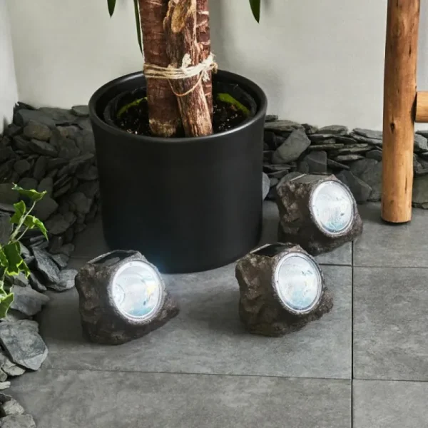 hofstein Lot de 3 lampes solaires Sameo LED Brun, 4 lumières* Lampes Modernes