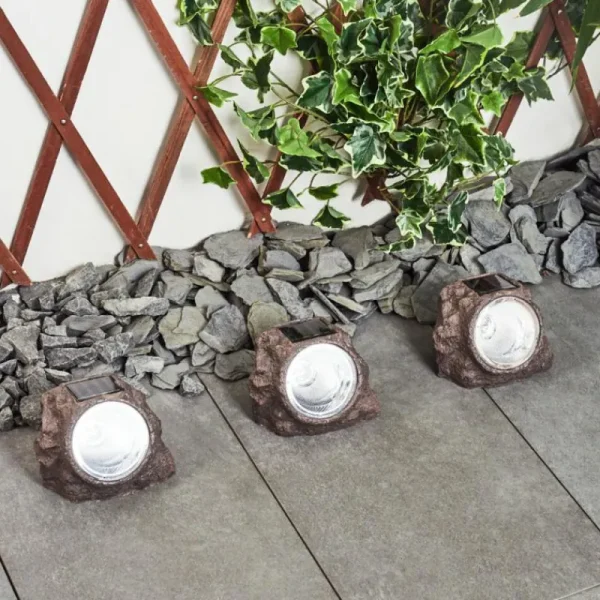 hofstein Lot de 3 lampes solaires Sameo LED Brun, 4 lumières* Lampes Modernes