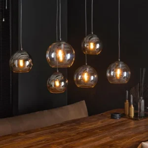 Zijlstra lustre Bicolore Anthracite, 7 lumières* Lampes En Verre