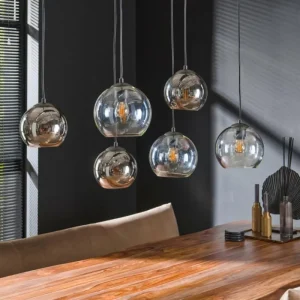 Zijlstra lustre Bicolore Anthracite, 7 lumières* Lampes En Verre