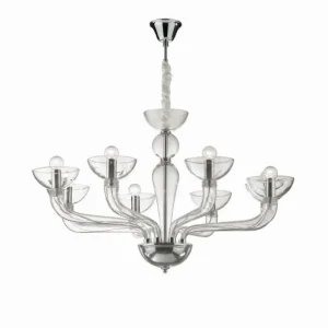 Luminaires Ideallux Lustre Ideal Lux CASANOVA Chrome, 8 lumières* Lampes En Verre