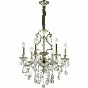 Luminaires Ideallux Lustre Ideal Lux GIOCONDA Argenté, 6 lumières* Lampes En Verre