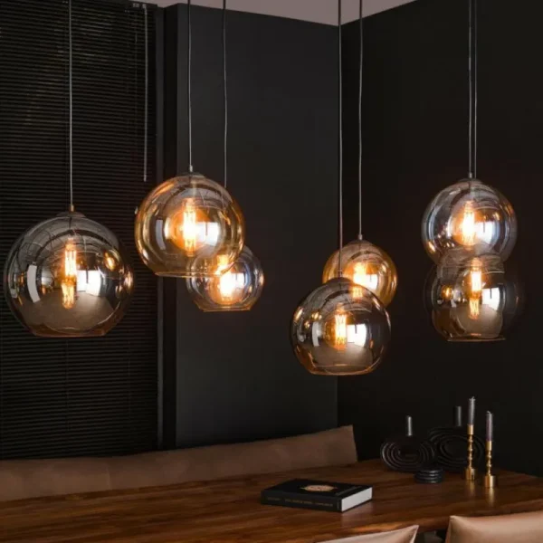 hofstein lustre Multi Anthracite, 7 lumières* Lampes En Verre