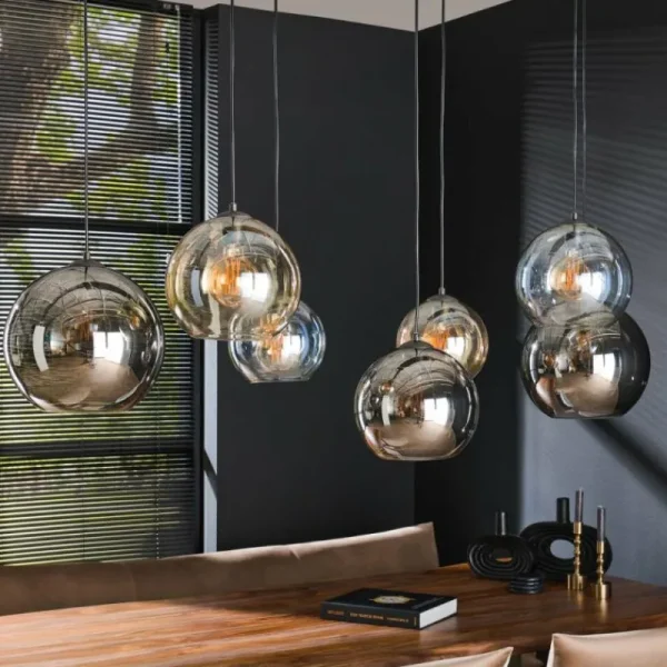hofstein lustre Multi Anthracite, 7 lumières* Lampes En Verre