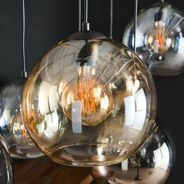 hofstein lustre Multi Anthracite, 7 lumières* Lampes En Verre
