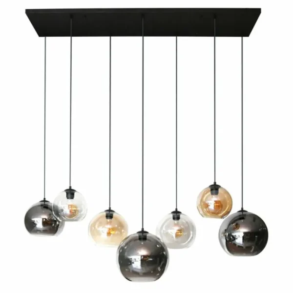hofstein lustre Multi Anthracite, 7 lumières* Lampes En Verre