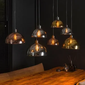 hofstein lustre Tricolore Noir, 7 lumières* Lampes En Verre