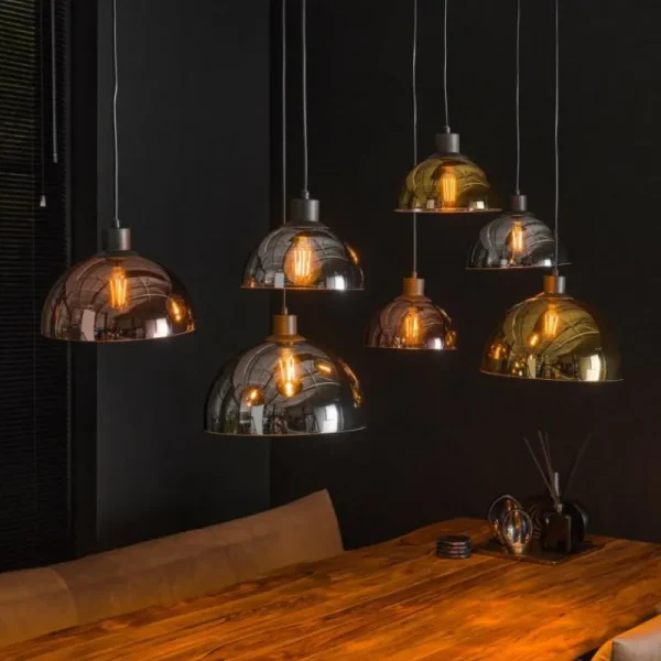 hofstein lustre Tricolore Noir, 7 lumières* Lampes En Verre
