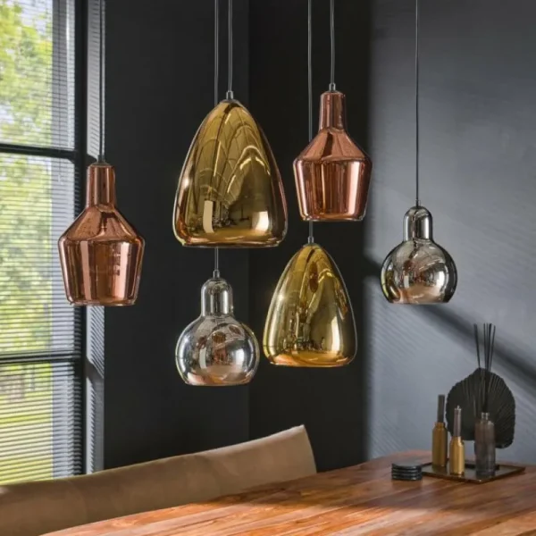 hofstein lustre Tricolore Noir, 6 lumières* Lampes En Verre