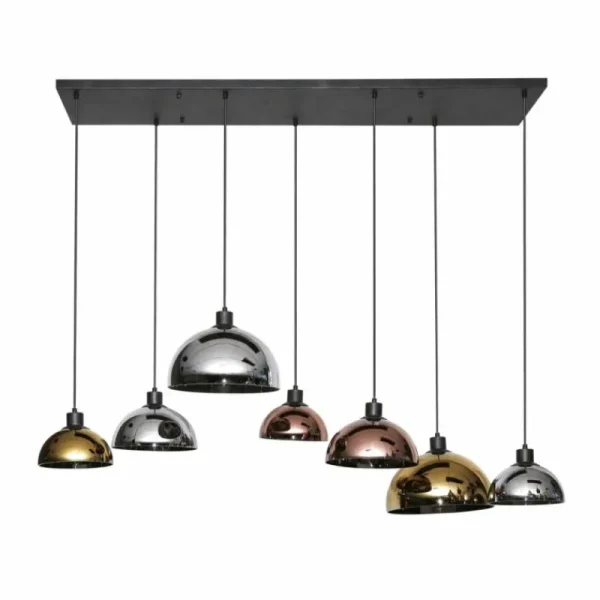 hofstein lustre Tricolore Noir, 7 lumières* Lampes En Verre