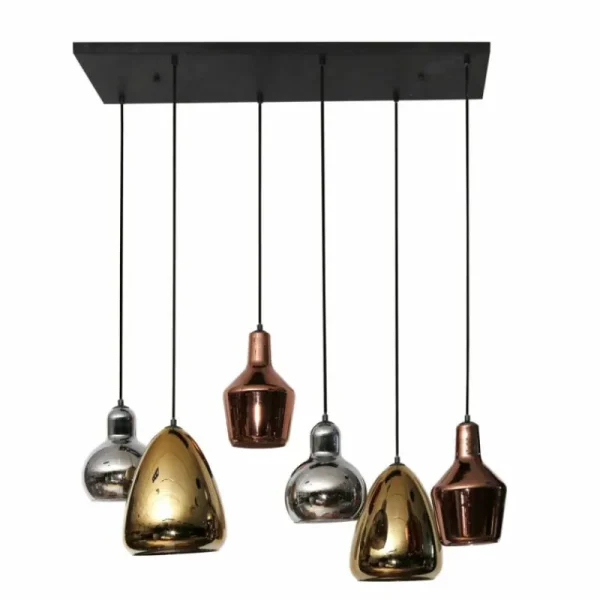 hofstein lustre Tricolore Noir, 6 lumières* Lampes En Verre