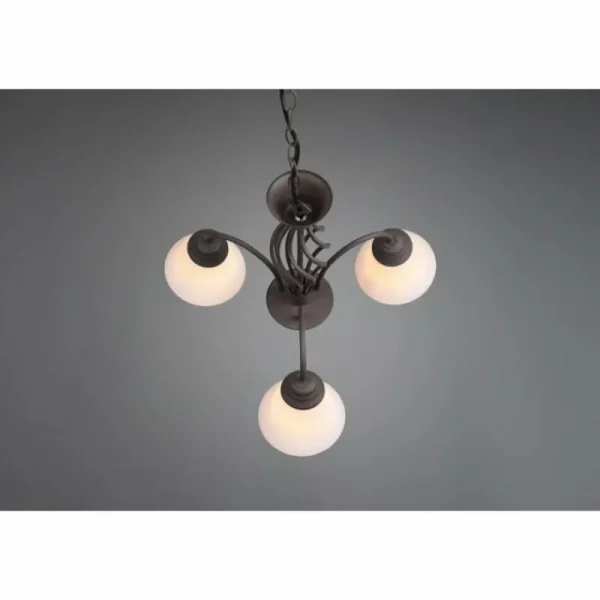 Luminaires Trio Lustre Trio-Leuchten Rustica Rouille, 3 lumières* Lampes En Verre