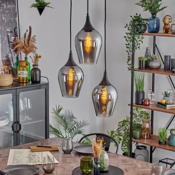 hofstein Lutarp Suspension, Suspension Noir, 3 lumières* Lampes Modernes