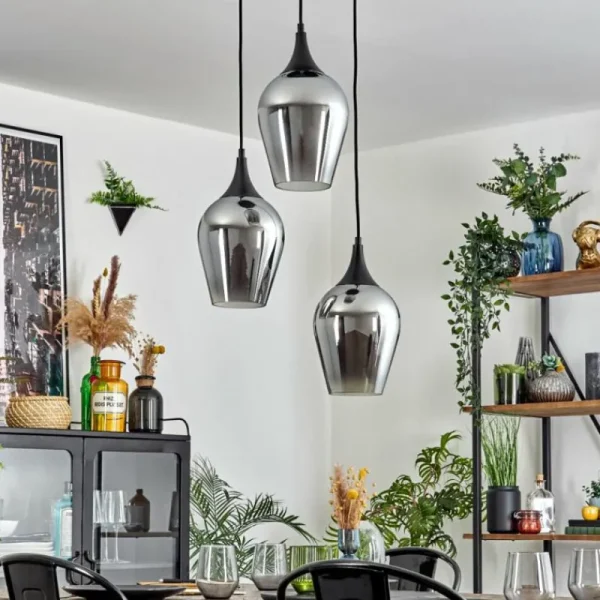 hofstein Lutarp Suspension, Suspension Noir, 3 lumières* Lampes Modernes