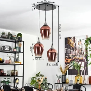 hofstein Lutarp Suspension, Suspension Chrome, Noir, 3 lumières* Lampes En Verre