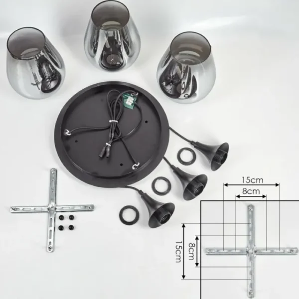 hofstein Lutarp Suspension, Suspension Noir, 3 lumières* Lampes Modernes