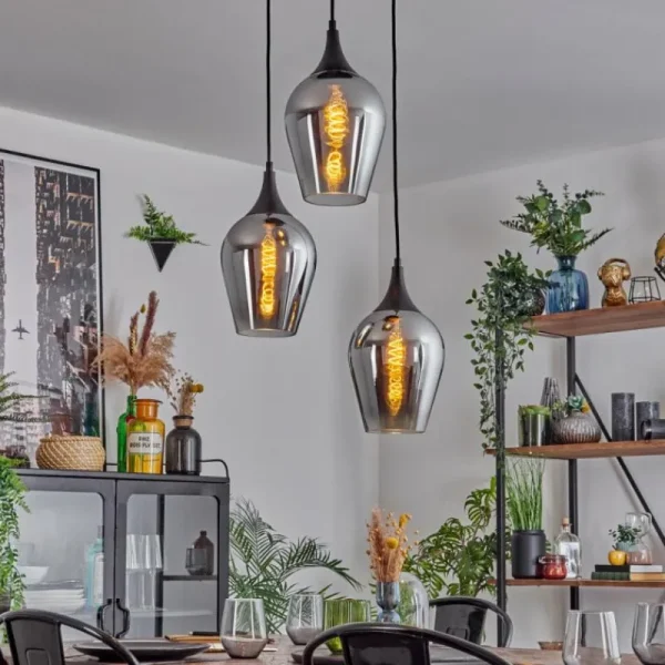 hofstein Lutarp Suspension, Suspension Noir, 3 lumières* Lampes Modernes