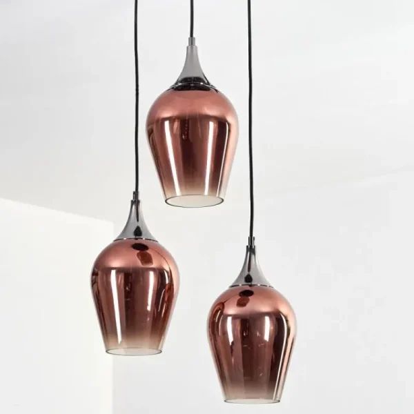 hofstein Lutarp Suspension, Suspension Chrome, Noir, 3 lumières* Lampes En Verre