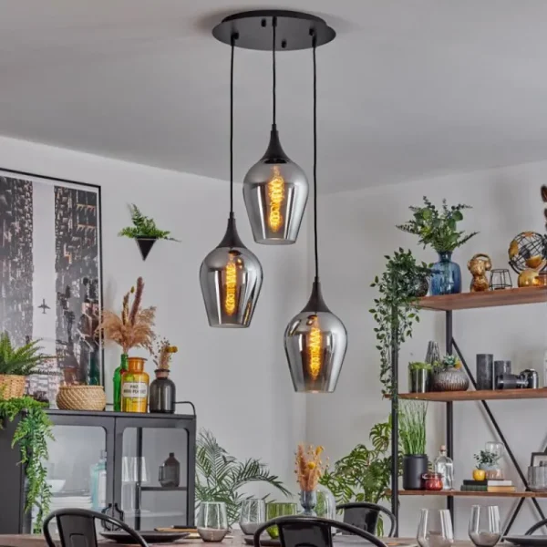 hofstein Lutarp Suspension, Suspension Noir, 3 lumières* Lampes Modernes