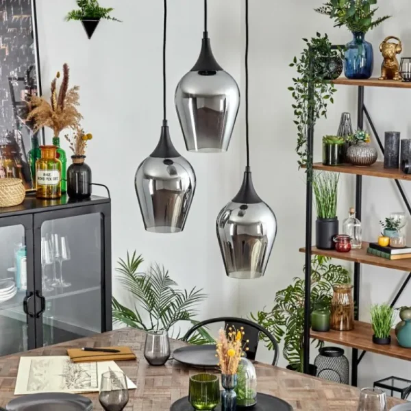 hofstein Lutarp Suspension, Suspension Noir, 3 lumières* Lampes Modernes